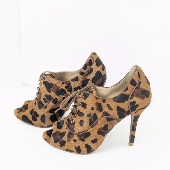 SCHUTZ Leopard Peep Toe Heels - Picture 15 of 16